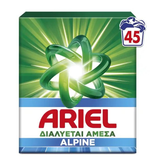 ARIEL Alpine σκόνη πλυντηρίου ρούχων 45μεζ 2,925kg